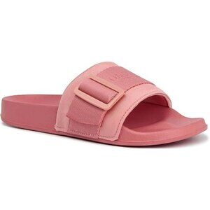 London Fog Women's Slide Sandals Skyden Sherpa Pool Indoor Open Toe Pink Size 8M